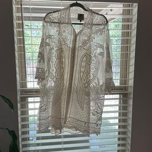 Tropical Wind Guipure Lace Shirt Sz M